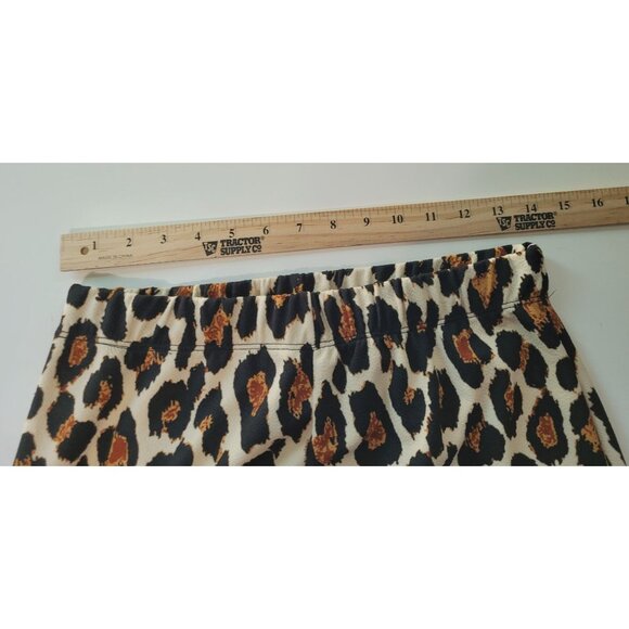Park Avenue Leopard Print Bell Bottom Flare Pants L Pull On Elastic Waist - Picture 6 of 11